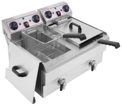 سرخکن دو لگن برقی 10+10 شیر تخلیه دار