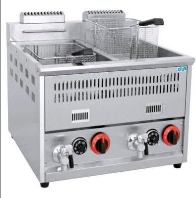 سرخکن دو لگن گازی ترمستاتیک 17+17لیتر شیر تخلیه دار